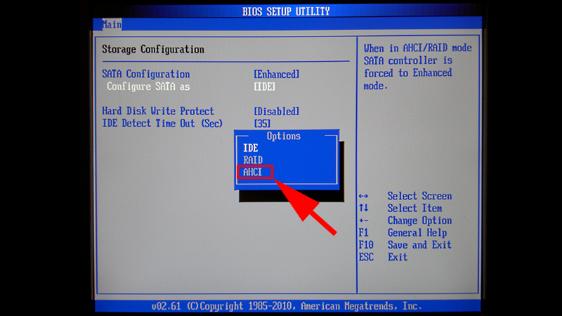 Chọn chế độ AHCI
